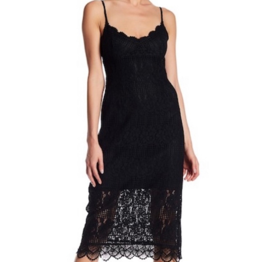 NSR Midi Black Lace Dress